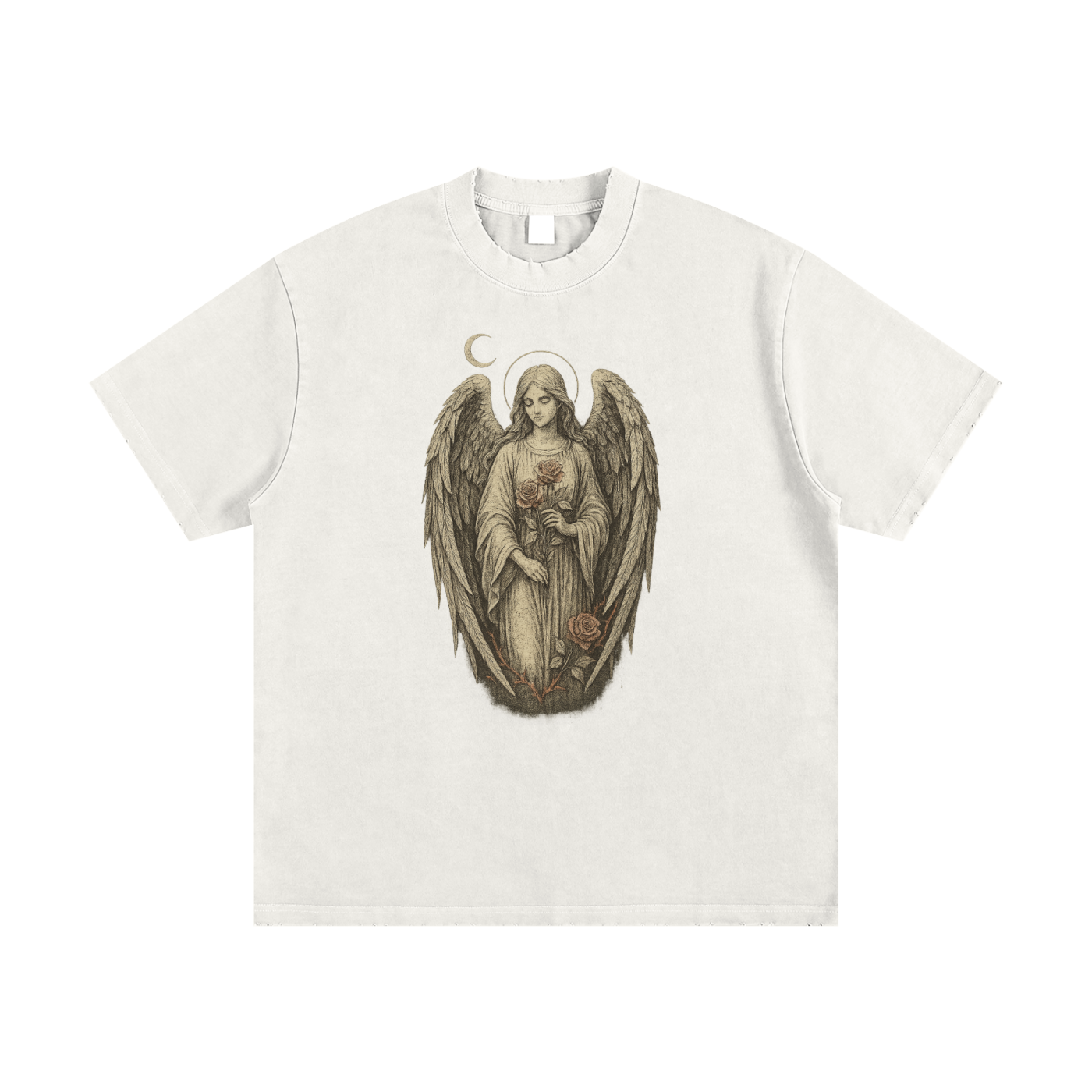 Silent Bloom – Washed Thick Cotton Graphic T-Shirt for Men | Oversized Vintage Streetwear