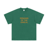 Front view of Remains of the Unreal t-shirt in dark green color

