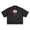 Voidcaller heavyweight graphic tee with spiral emblem, pure cotton streetwear, black