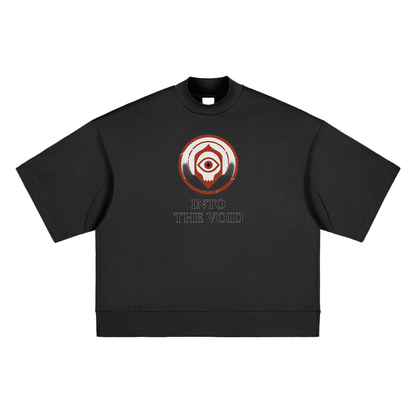 Voidcaller heavyweight graphic tee with spiral emblem, pure cotton streetwear, black