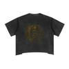 Skull reaper artwork on cotton drop shoulder graphic t-shirt, black