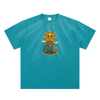  Skull mage and torch artwork printed on peacock blue t-shirt