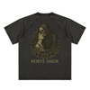 Soft-tone gothic death-and-love art print with bold dark message

