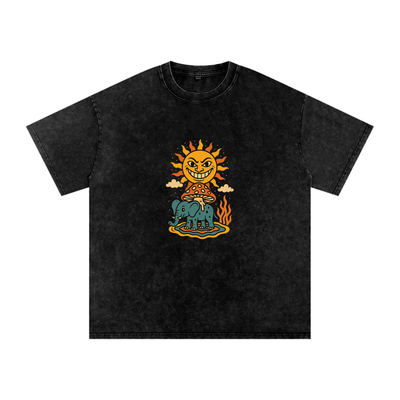 Cosmic wizard graphic on front of unisex black vintage tee

