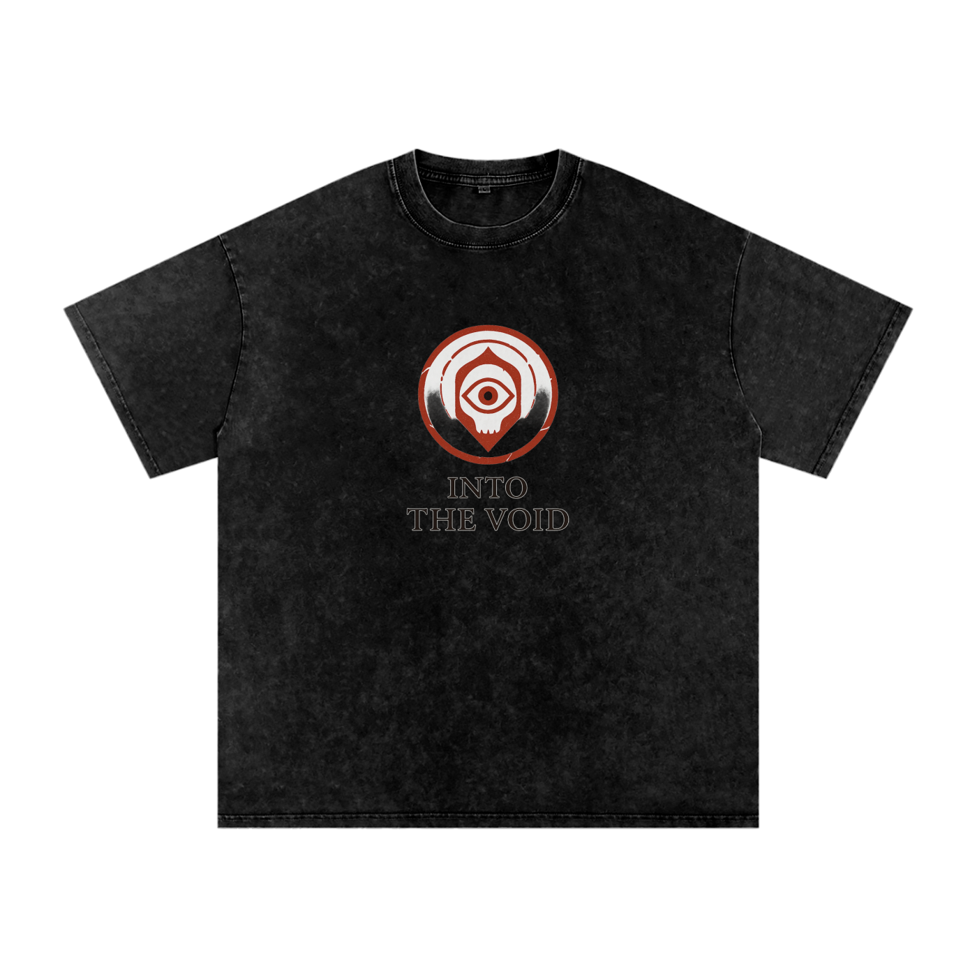  Voidcaller graphic t-shirt with chest spiral emblem in cotton streetwear style, black

