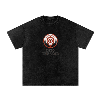  Voidcaller graphic t-shirt with chest spiral emblem in cotton streetwear style, black

