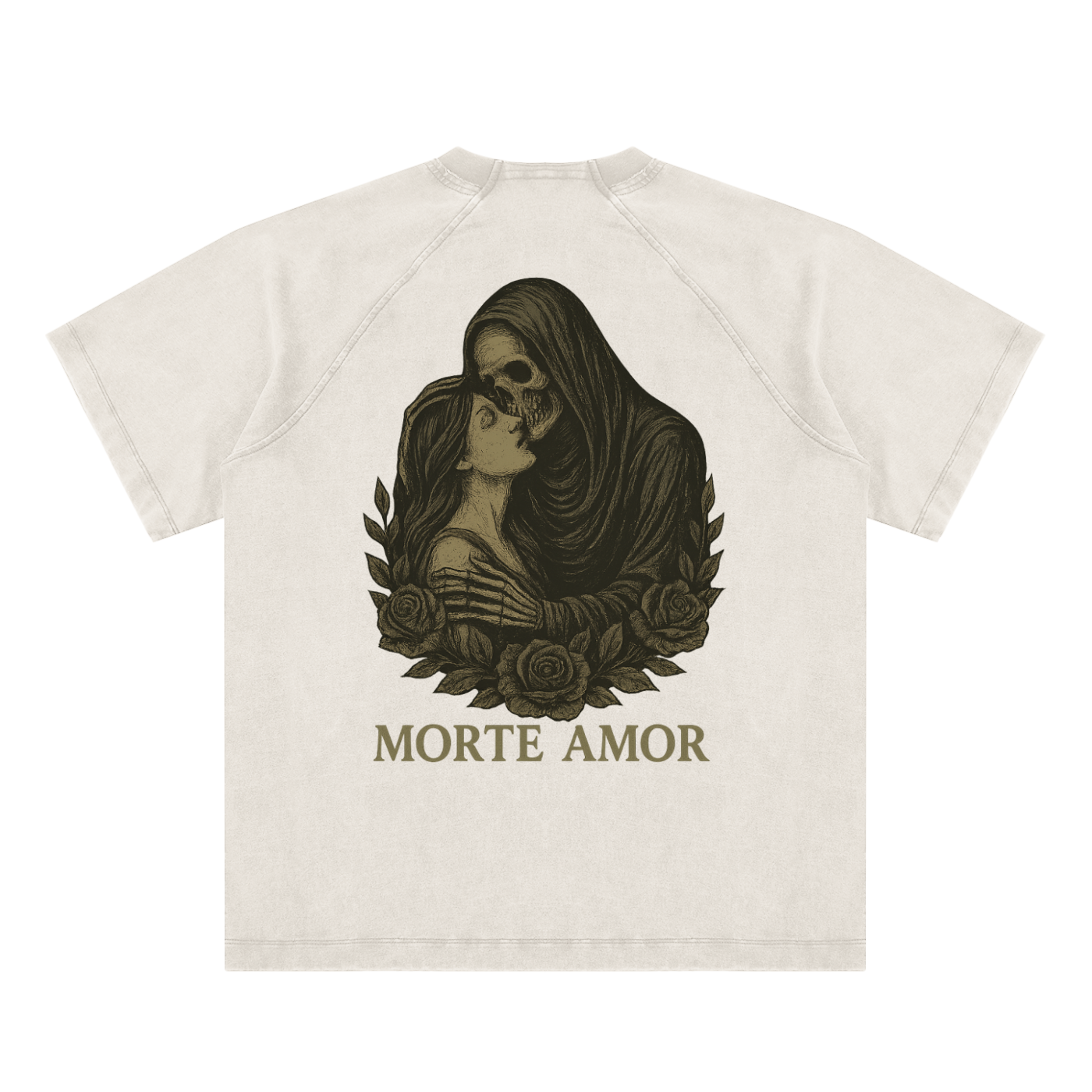  Romantic gothic reaper design embracing woman with symbolic roses