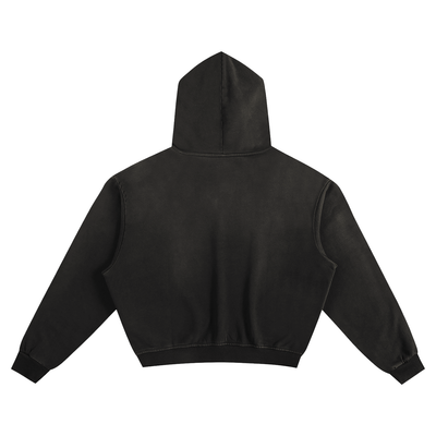 Wisdom Reaper Vintage Hoodie – Washed Black Cotton Streetwear Sweatshirt