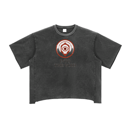Voidcaller graphic tee with eye emblem and bold streetwear design, gray