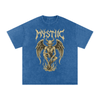 Mystic – Washed Snow Cotton Graphic T-Shirt for Men | Loose Fit Streetwear Tee