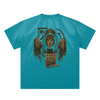 Mystic Spiral Eye back print on premium cotton streetwear shirt, peacock blue
