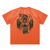 Mystic Spiral Eye back print on premium cotton streetwear shirt, sweet orange