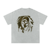 Washed effect reaper art tee in relaxed fit, light gray