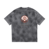 Voidcaller spiral graphic printed on heavyweight washed tee, dark gray