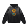 Celestial wizard print on front of black cotton graphic hoodie

