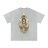 Silent Ember – Washed Black Graphic T-Shirt for Men | Loose Fit Spiritual Streetwear