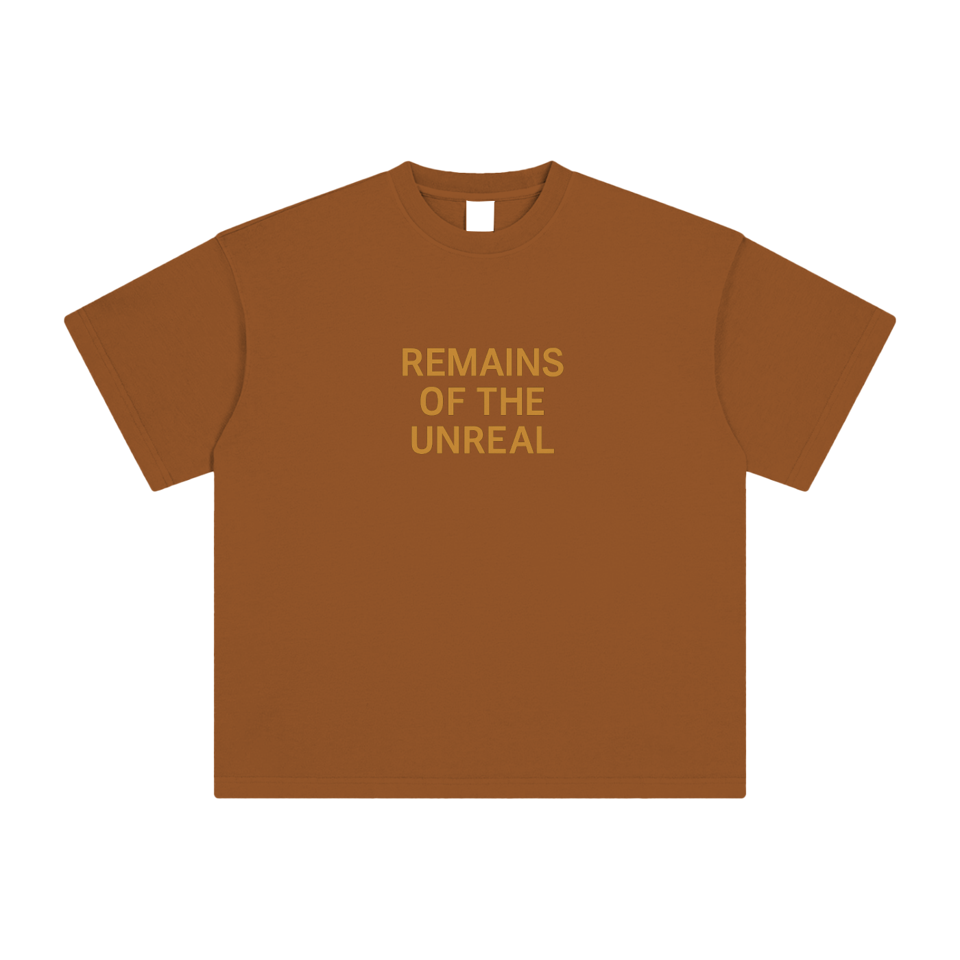 Mocha color front with clean neckline and drop shoulder cut