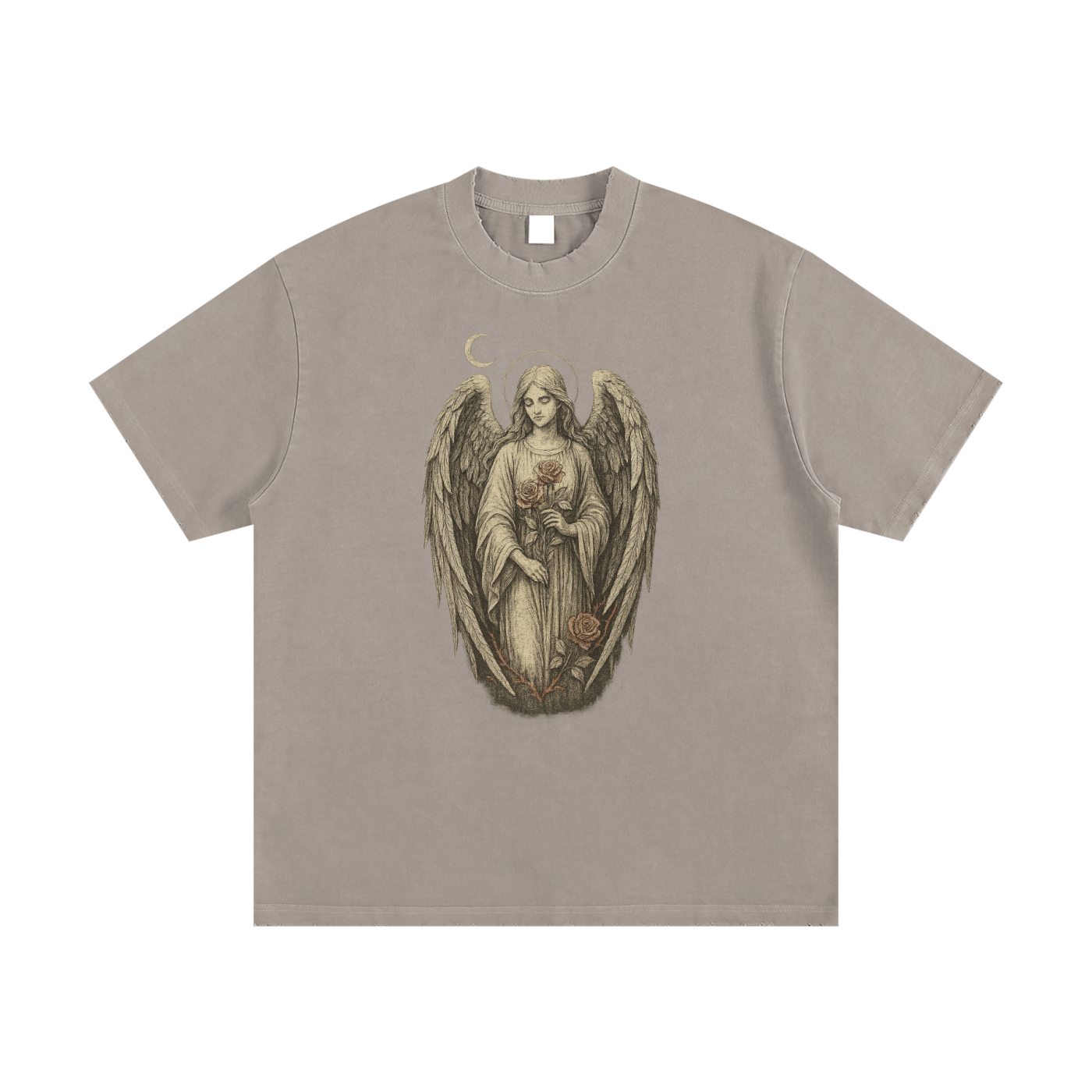 Silent Bloom – Washed Thick Cotton Graphic T-Shirt for Men | Oversized Vintage Streetwear