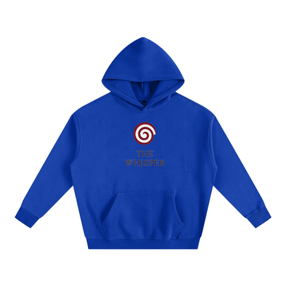 Mystic Spiral Eye graphic hoodie with printed front spiral emblem, klein blue