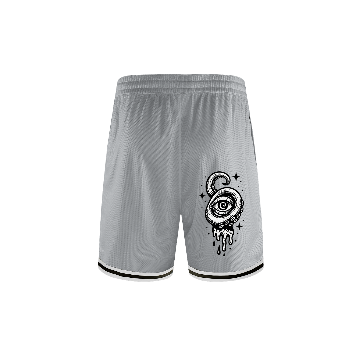 Gray athletic shorts with elastic waistband and clean back – All-Seeing Sprint