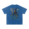 Planets and snake circle around Earth on dark blue tee

