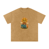 Celestial elephant and sun graphic on light brown tee

