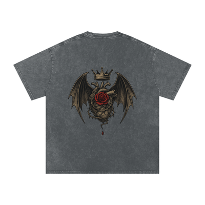 Back print of crowned bleeding heart with gothic wings and rose detail – unisex streetwear by Stitro Pirate Gray

