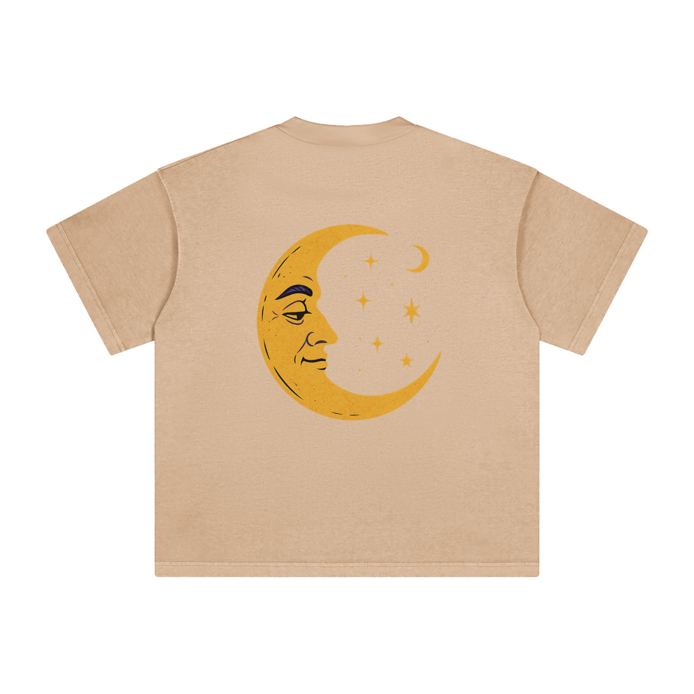 Back print with planetary wizard in Khaki cotton t-shirt