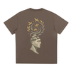 Back graphic showing artistic mind, leaves, and birds concept in earthy brown tone

