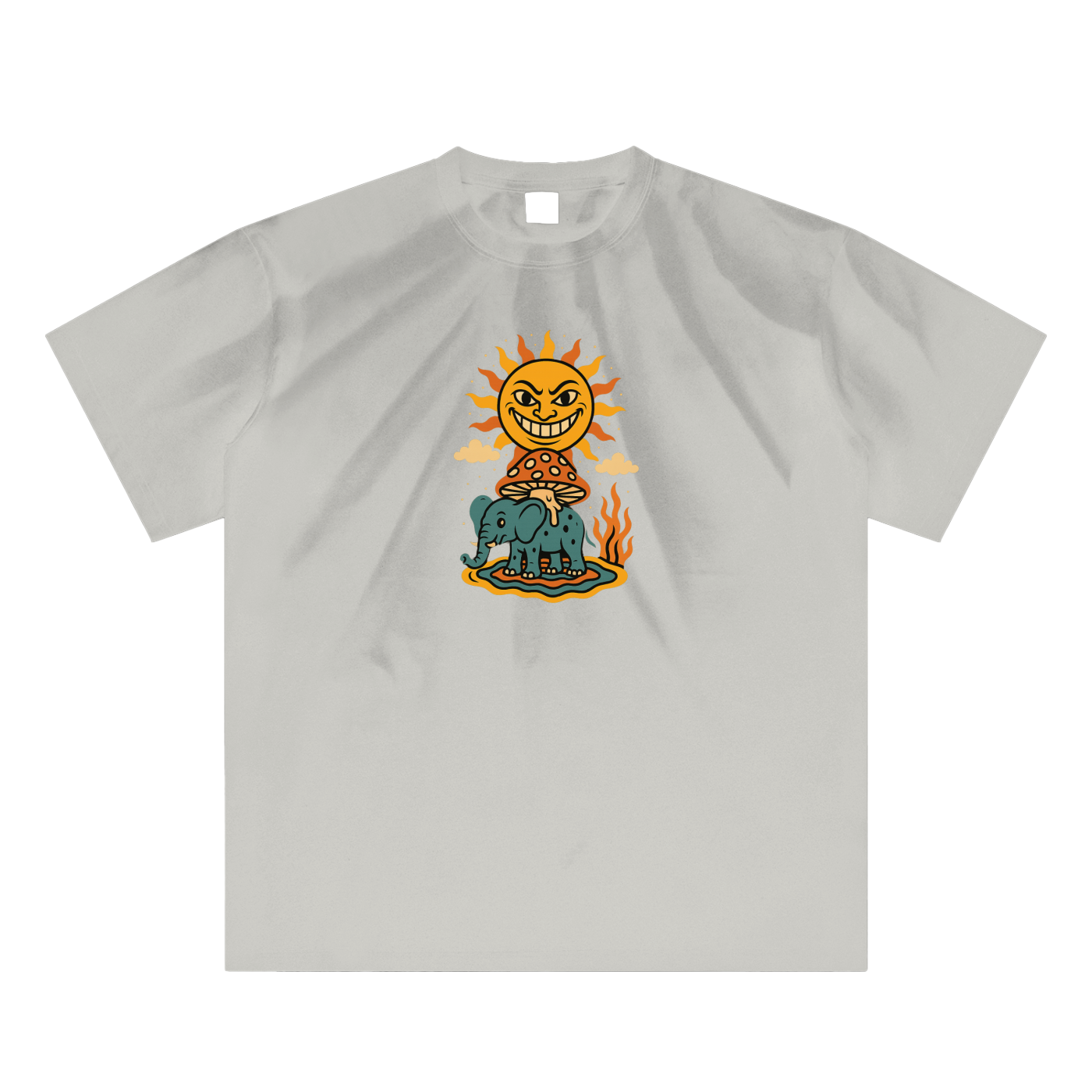 Celestial mage and torch front print on sand black shirt