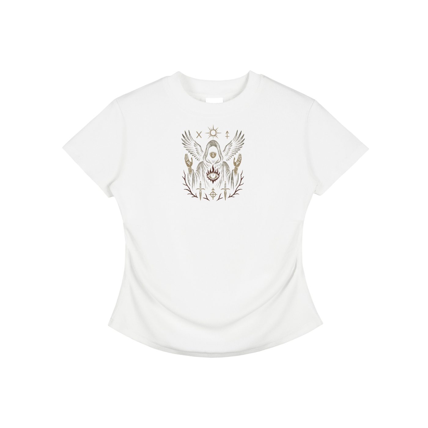 Seraphine – Angelic Bodycon Graphic T-Shirt for Women | White Cotton Summer Streetwear