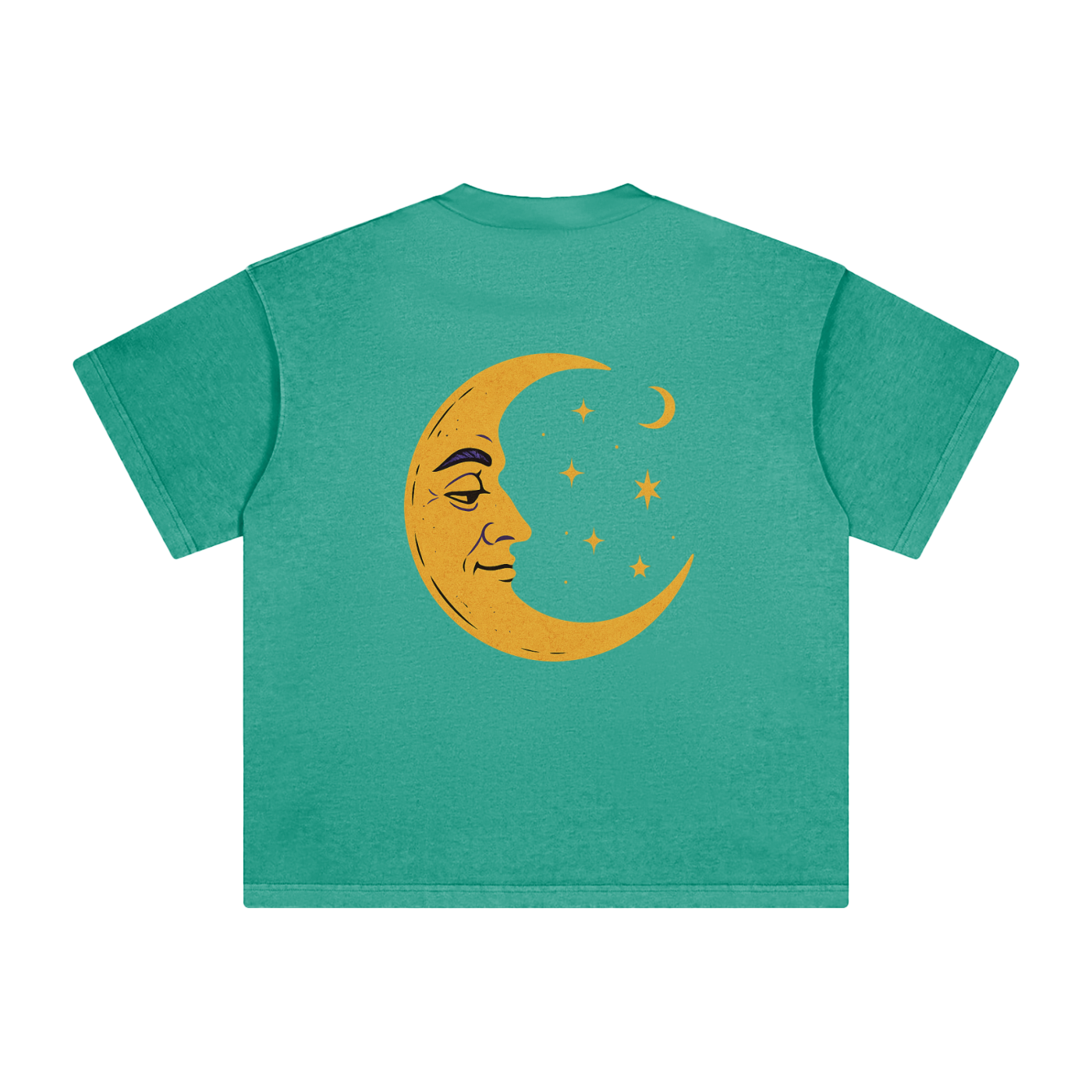 Enchanted wizard and planets design on back in Green version