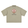 305g cotton graphic tee with Voidcaller spiral print, gray camel tone