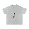 Front print of Masked Silence tee showing skeleton hand holding red rose beneath a silent quote on washed black cotton Light Gray

