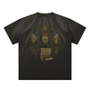 Mystic Spiral Eye back print on premium cotton streetwear shirt, sand black