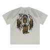 Mystic Spiral Eye back print on premium cotton streetwear shirt, gray apricot