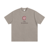 Mystic Spiral Eye vintage-style heavyweight graphic tee with frayed edges, light apricot