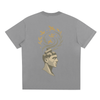 Back artwork depicting organic mind bloom concept on gray streetwear tee

