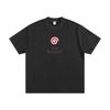 Mystic Spiral Eye vintage-style heavyweight graphic tee with frayed edges, black
