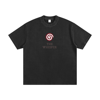 Mystic Spiral Eye vintage-style heavyweight graphic tee with frayed edges, black