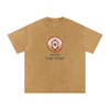 Voidcaller printed t-shirt in streetwear cotton style with spiral logo, light brown