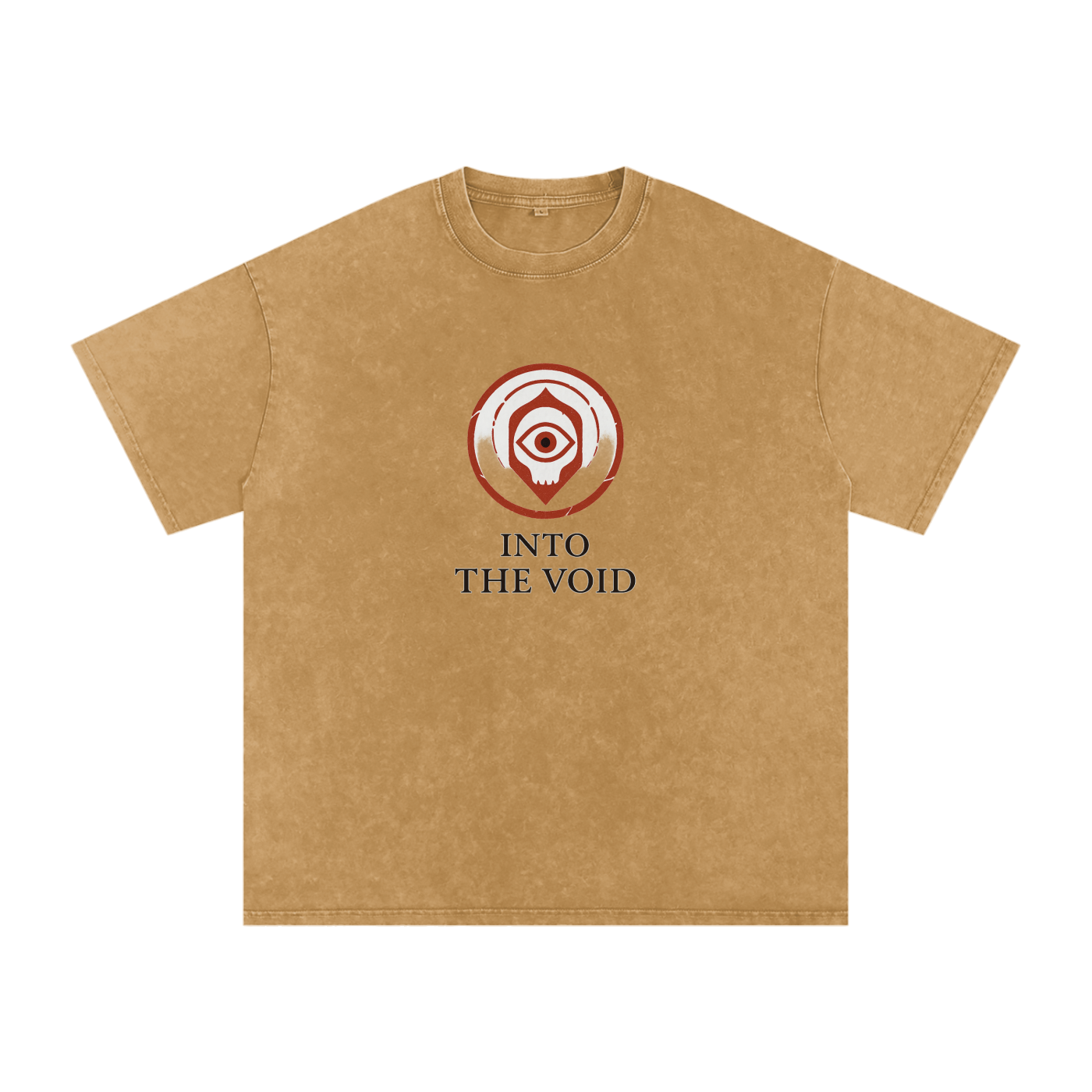 Voidcaller printed t-shirt in streetwear cotton style with spiral logo, light brown