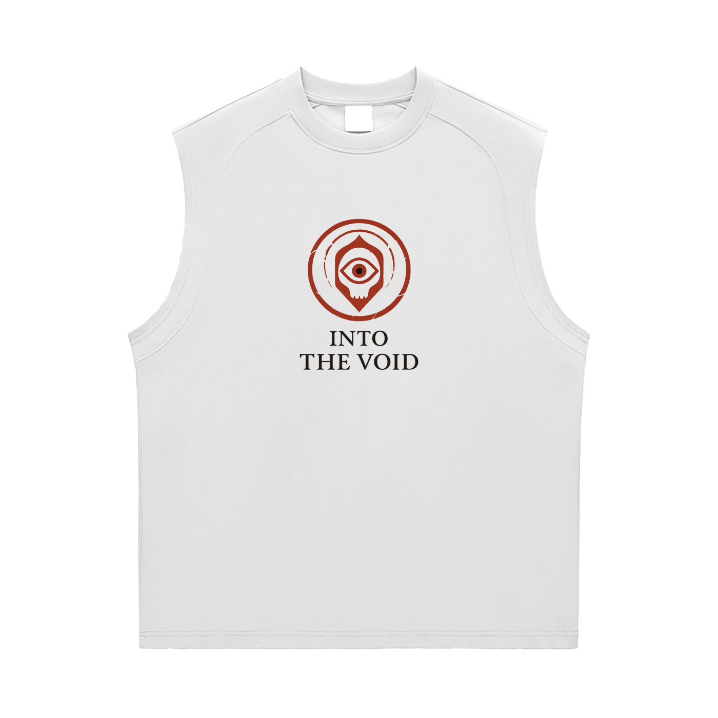 Voidcaller graphic tank top with bold streetwear chest design, white