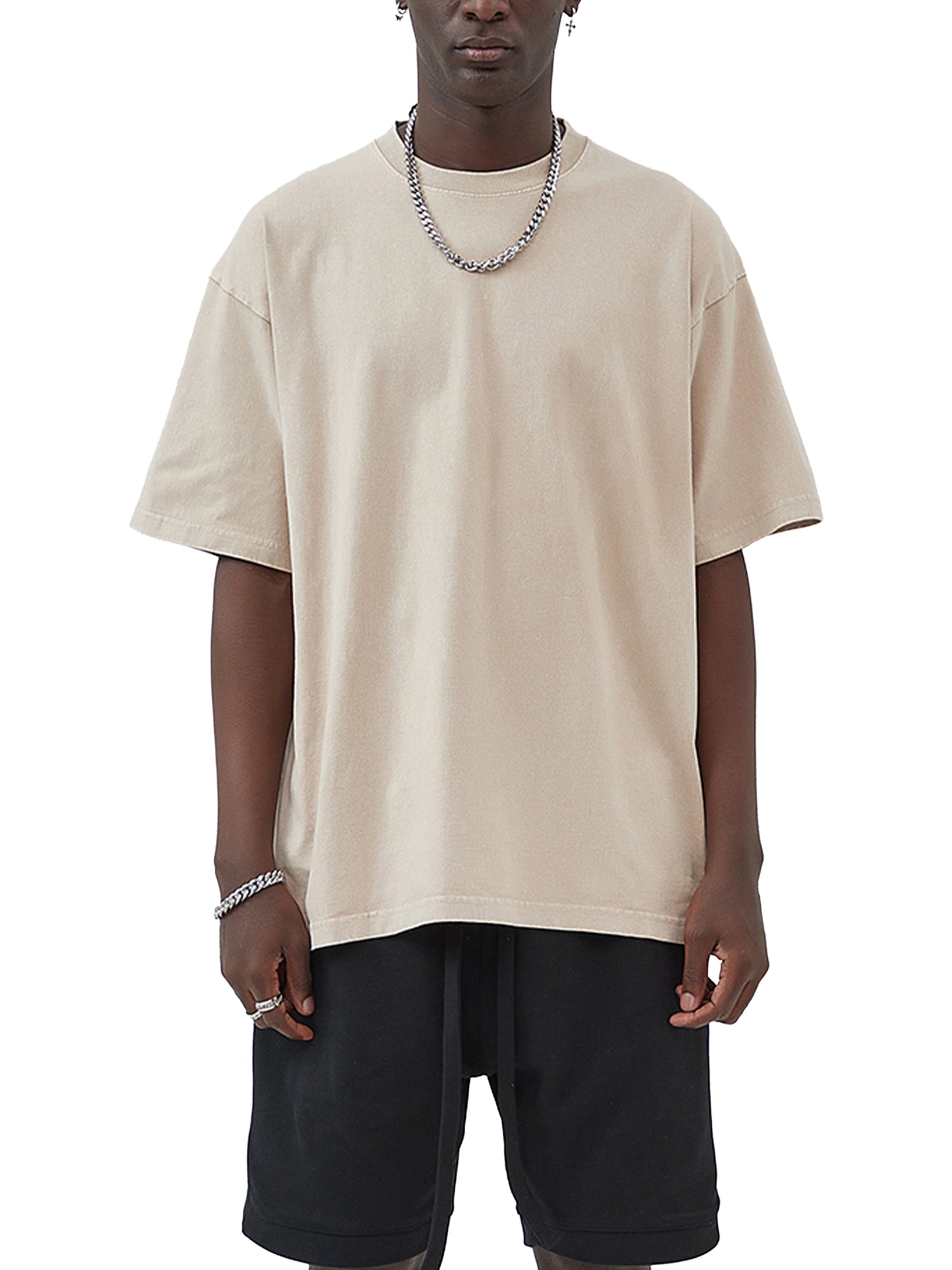 Mystic – Washed Snow Cotton Graphic T-Shirt for Men | Loose Fit Streetwear Tee