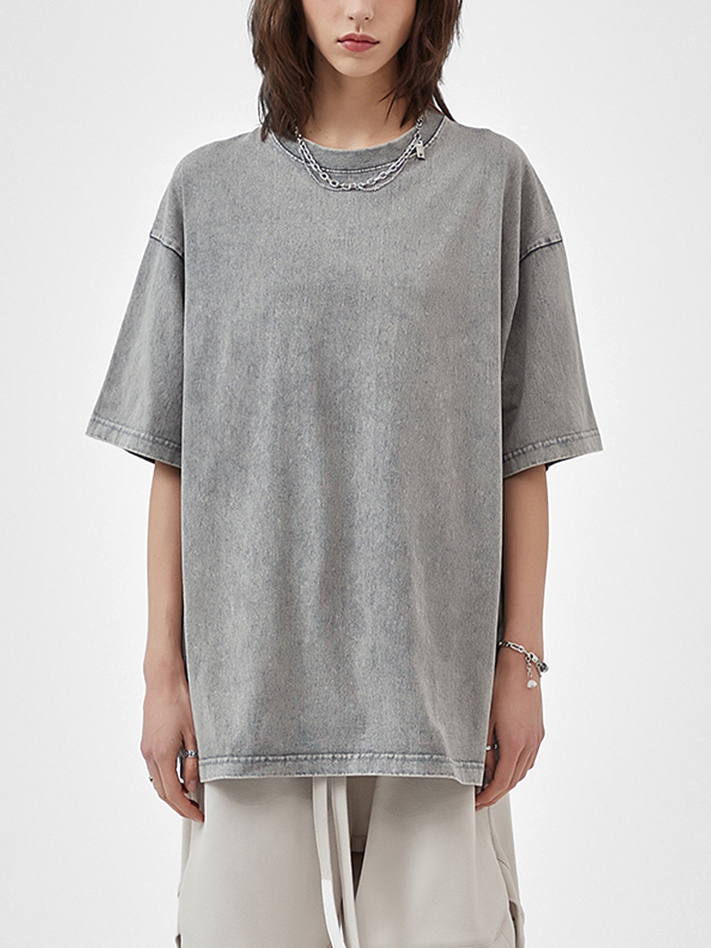 Mystic – Washed Snow Cotton Graphic T-Shirt for Men | Loose Fit Streetwear Tee