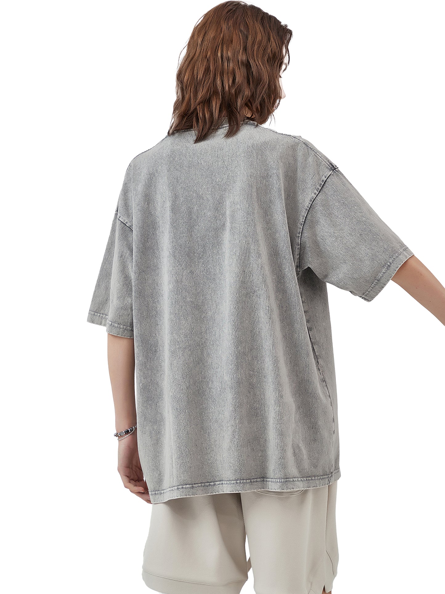 Mystic – Washed Snow Cotton Graphic T-Shirt for Men | Loose Fit Streetwear Tee