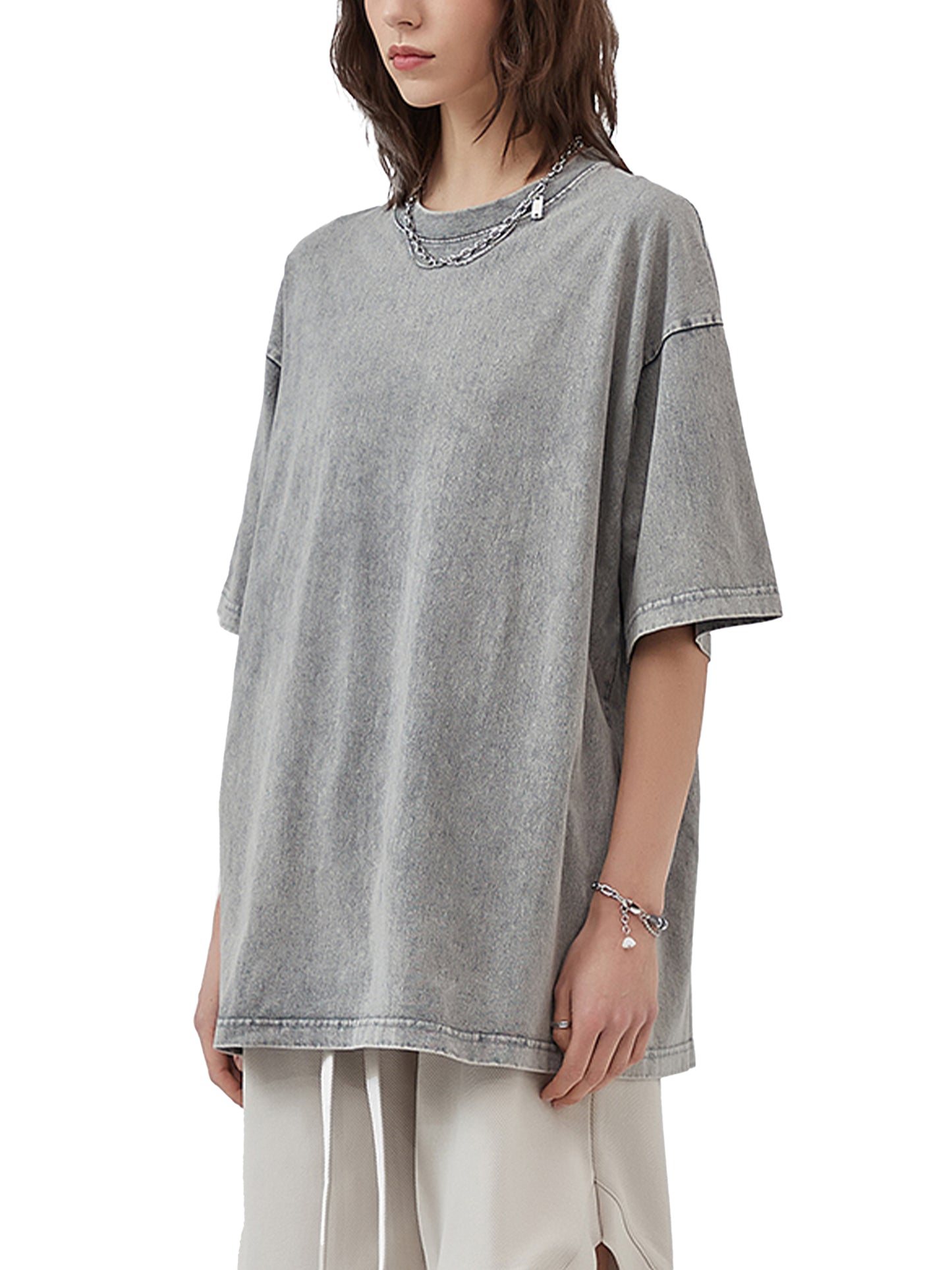 Mystic – Washed Snow Cotton Graphic T-Shirt for Men | Loose Fit Streetwear Tee