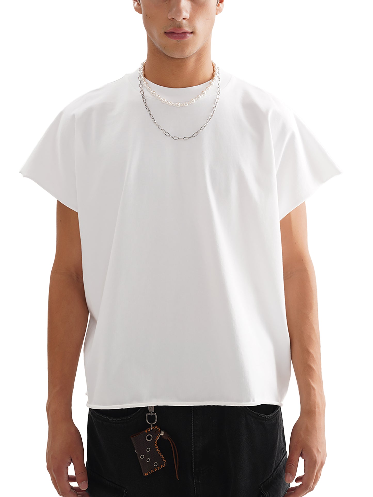 Feral Twin – Sleeveless Cropped Graphic T-Shirt for Men | Loose Fit Cotton Streetwear