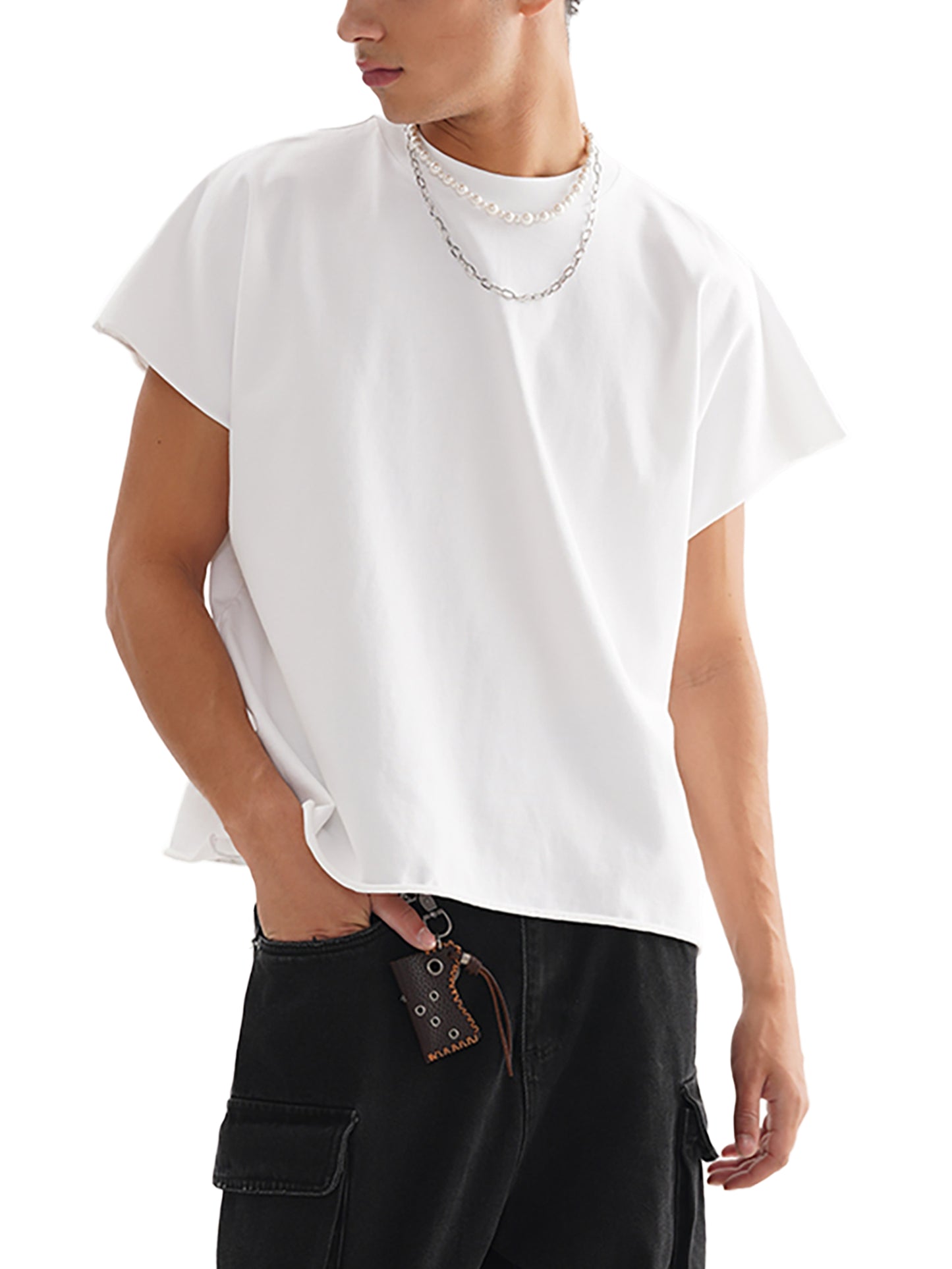 Feral Twin – Sleeveless Cropped Graphic T-Shirt for Men | Loose Fit Cotton Streetwear