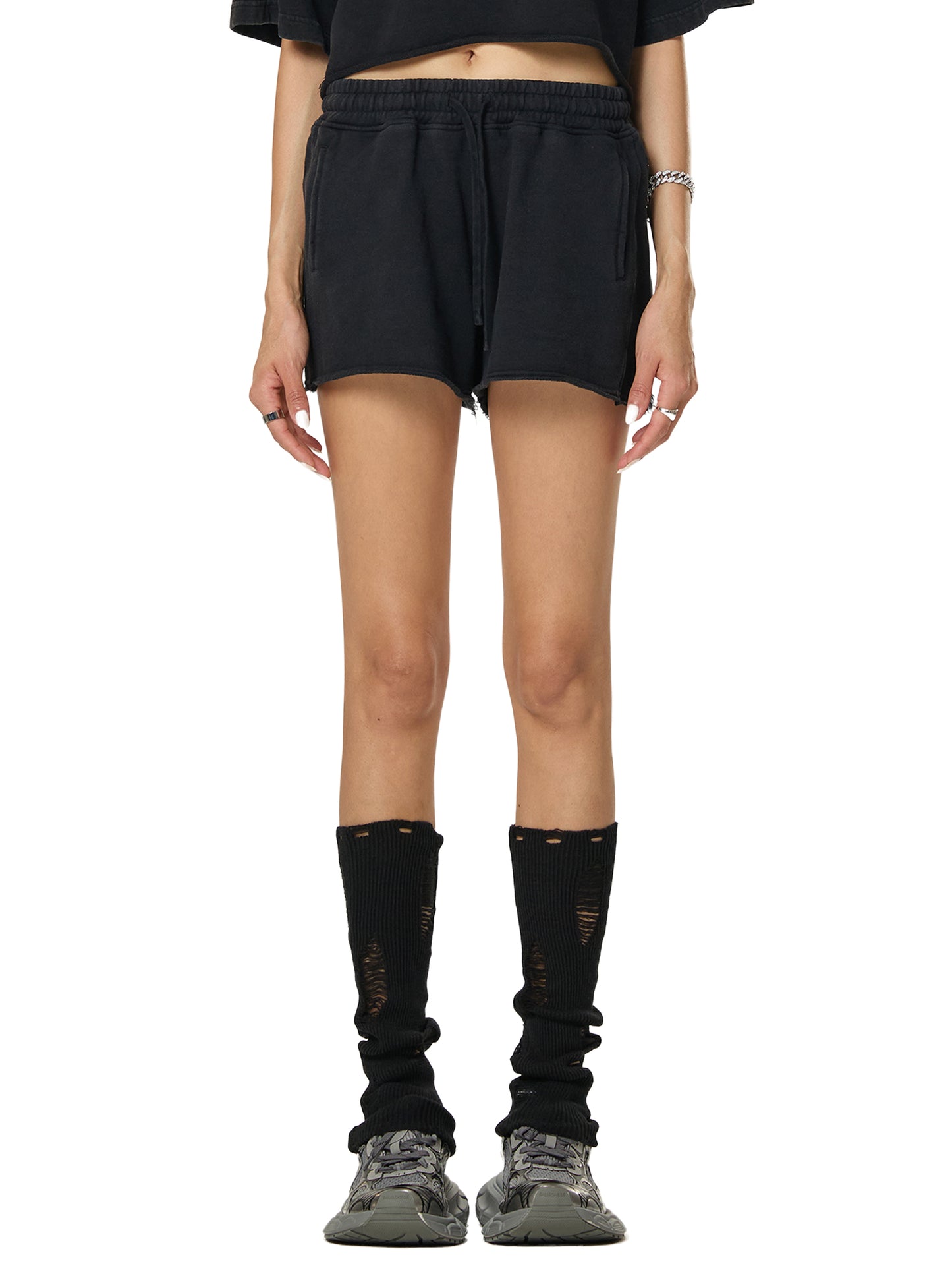 The All-Seeing Vision Shorts – Women’s Cotton High-Waist Frayed Hem Streetwear